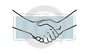 Two hands shaking each other. Partners handshake. Hands holding one another gesture of contract agreement, friendship