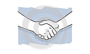 Two hands shaking each other. Partners handshake. Hands holding one another gesture of contract agreement, friendship