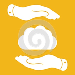 Hands showing cloud computing icon
