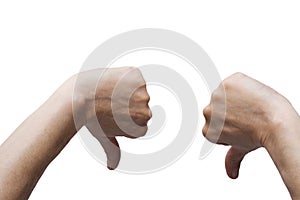 Two hands with thumb down