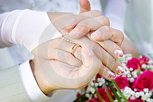 Two hands with a wedding ring