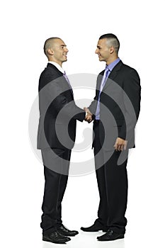 Two handsome men making a deal