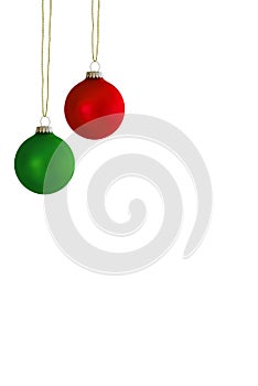 Two hanging Christmas tree balls