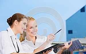 Two happy businesswomen