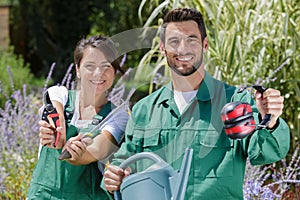 two happy gardeners at work