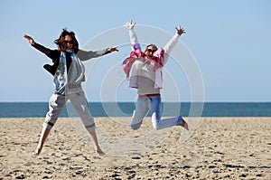 Two happy jumpers