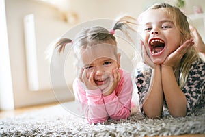 Two happy little girls.