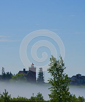Two Harbors Lighthouse in Morning Mist photo