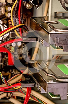 Two hard drives inside a pc