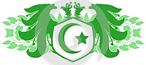 Two-headed eagle with islam symbol isolated