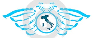 Two-headed eagle with Italy, colors, isolated,