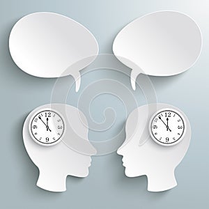 Two Heads Two Speech Bubbles Clock