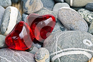 Two heart shaped bath pearls