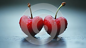 Two heart-shaped cherries