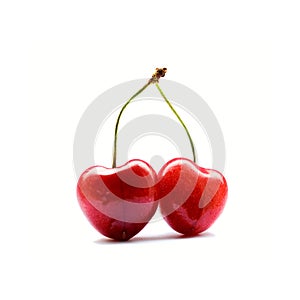 Two heart-shaped cherries