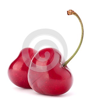 Two heart shaped cherry berries