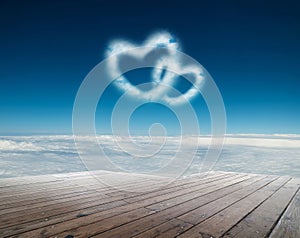 Two heart shaped clouds