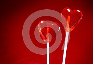 Two heart shaped lollipops for Valentine