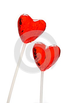 Two heart shaped lollipops for Valentine