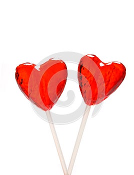 Two heart shaped lollipops for Valentine