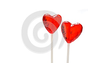 Two heart shaped lollipops for Valentine