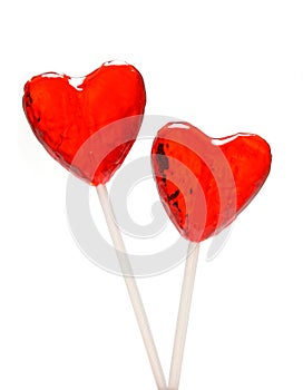 Two heart shaped lollipops for Valentine