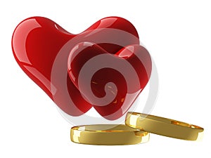 Two heart with wedding rings