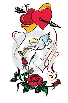 Two hearts with arrow