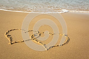 Two Hearts on Beach Sand