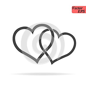 Two hearts - black Line icon on white background