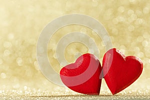 Two hearts on bokeh background