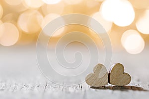 Two hearts on bokeh background