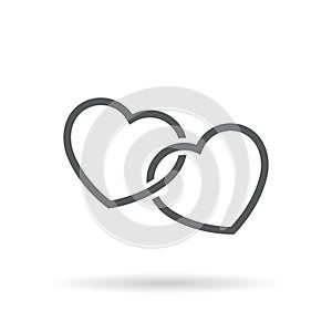 Two hearts icon isolated on white background. Double love sign symbol