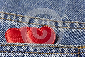 Two hearts in jeans pocket