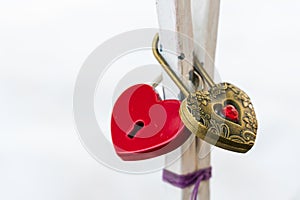 Two hearts on the lock symbol of love