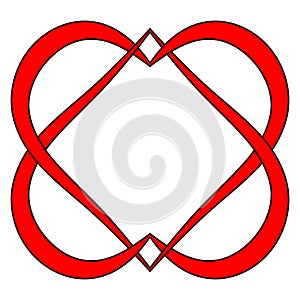 Two hearts logo marriage Agency, vector intertwined heart sign symbol eternal mutual love and loyalty