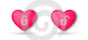 Two Hearts love single, married concept abstract vector on white background