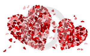 Two hearts made of little red hearts