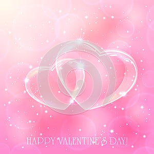 Two hearts on pink background