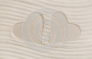 Two hearts print in the sand. Summer beach and vacation concept