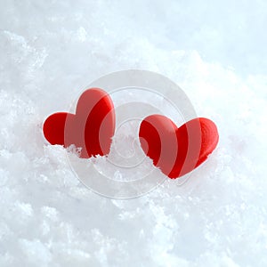 Two hearts in the snow