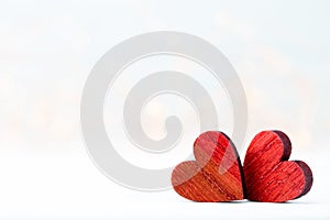 Two Hearts. Valentines day greeting card.