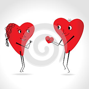 Two hearts whit face and body - give heart -