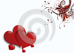 Two hearts on white background