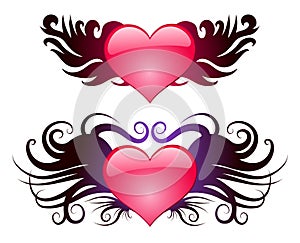 Two hearts with wings