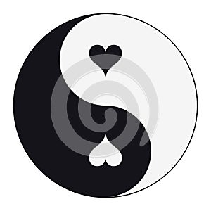 Two Hearts Yin and Yang Shape