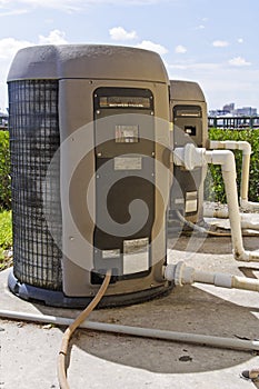 Two heat pumps with plumbing photo