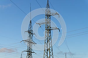 Two high voltage electric line poles