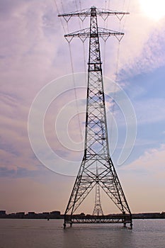 Two high voltage electricity pylons