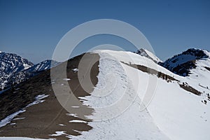 Snowy hike in the Bridger mountains near Bozeman photo